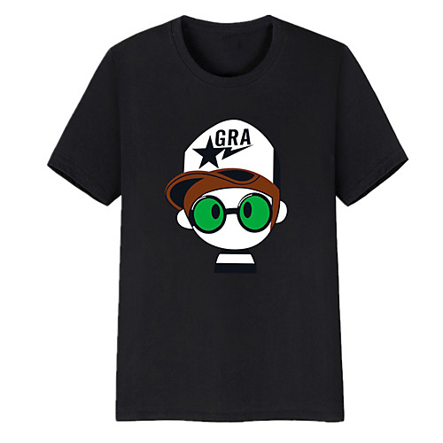 

Men's Unisex Tee T shirt Hot Stamping Graphic Prints Character Plus Size Print Short Sleeve Casual Tops Cotton Basic Cartoon Designer Big and Tall White Black Light gray