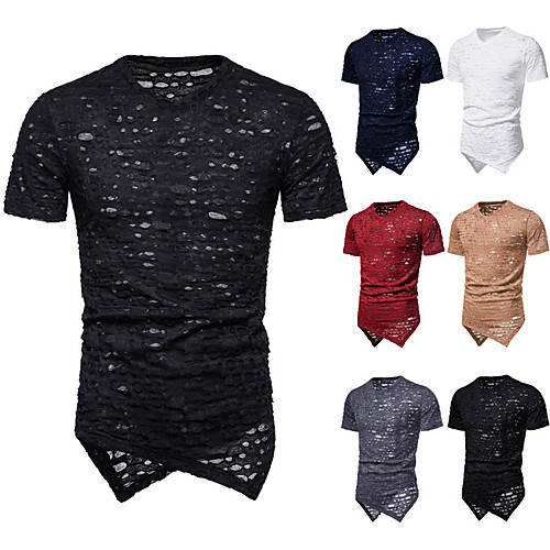 

Men's T shirt non-printing Solid Colored Mesh Short Sleeve Street Tops Lightweight Punk & Gothic Comfortable Sports White Wine Black