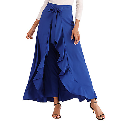 

Women's Tea Party Weekend Basic Streetwear Skirts Solid Colored Ruffle White Blue Blushing Pink