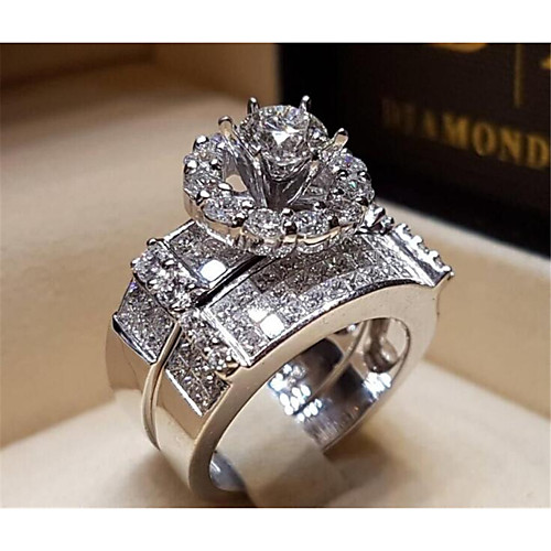 

Ring Cubic Zirconia Geometrical White Copper Titanium Steel Love Fashion 1 set 6 7 8 9 / Couple's
