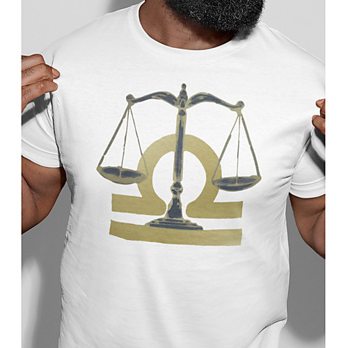

Men's Unisex Tee T shirt Hot Stamping Graphic Prints Libra Plus Size Print Short Sleeve Casual Tops Cotton Basic Fashion Designer Big and Tall White