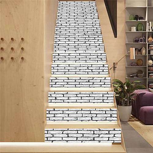 

Creative 3d Staircase Diy Sticker White Brick Pattern Home Decoration Sticker Waterproof 3d Three-dimensional Wall Sticker 13 Piece Set