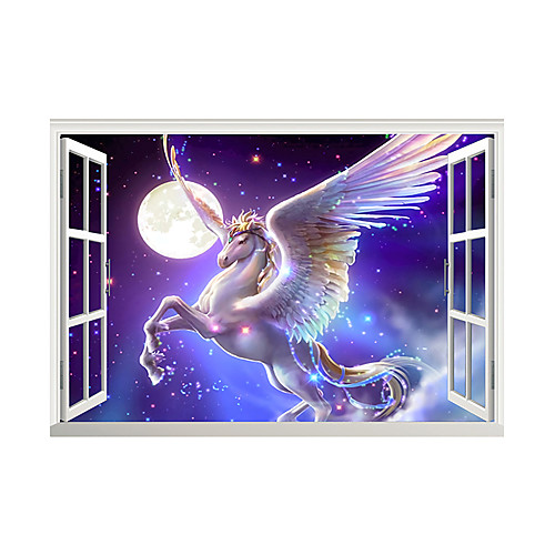 

3D False Window Moon Star PegPegas Home Children's Room Background Decoration Can Be Removed Stickers