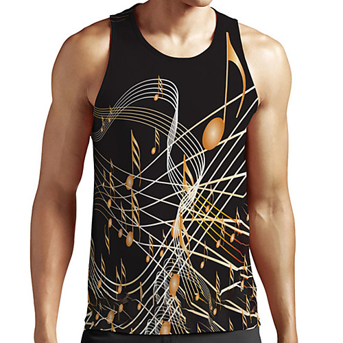 

Men's Unisex Tank Top Undershirt 3D Print Graphic Prints Notes Plus Size Print Sleeveless Casual Tops Basic Designer Big and Tall Black