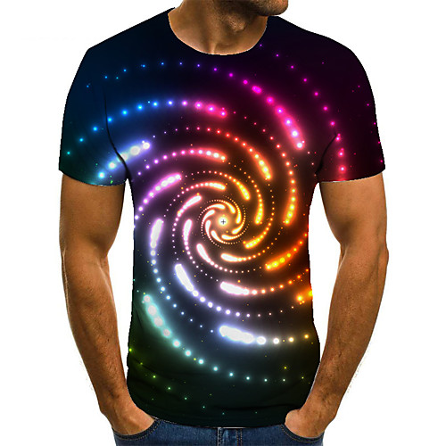 

Men's Unisex Tee T shirt 3D Print Graphic Prints Spiral Stripe Plus Size Print Short Sleeve Casual Tops Basic Fashion Designer Big and Tall Black