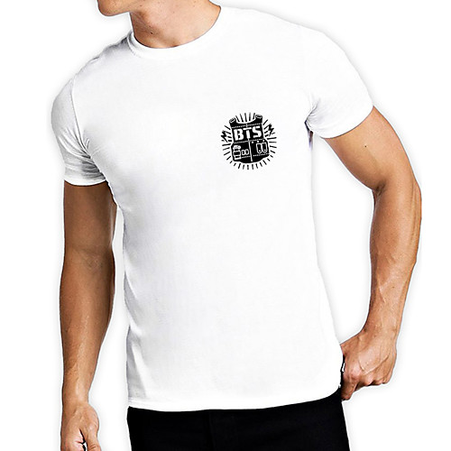 

Men's Unisex Tee T shirt Hot Stamping Graphic Prints Letter Plus Size Print Short Sleeve Casual Tops Cotton Basic Fashion Designer Big and Tall White