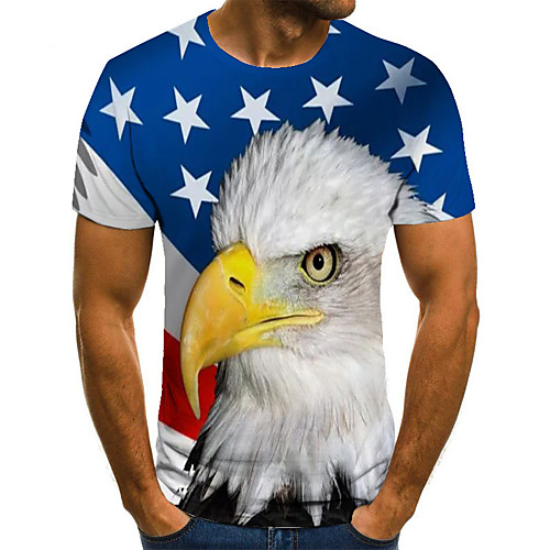 

Men's Unisex Tee T shirt 3D Print Graphic Prints Eagle Plus Size Print Short Sleeve Casual Tops Basic Fashion Designer Big and Tall Blue