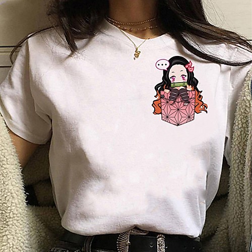

Inspired by Demon Slayer Cosplay Anime Cartoon Polyester / Cotton Blend Print Harajuku Graphic Kawaii T-shirt For Women's / Men's