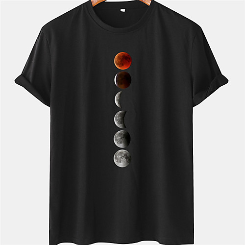 

Men's Unisex Tee T shirt Hot Stamping Graphic Prints Planet Plus Size Short Sleeve Casual Tops 100% Cotton Basic Designer Big and Tall Black Blue