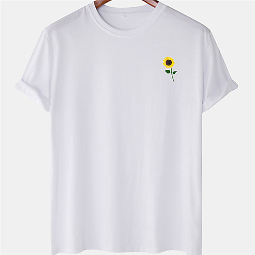 

Men's Unisex Tee T shirt Hot Stamping Graphic Prints Sunflower Plus Size Short Sleeve Casual Tops 100% Cotton Basic Designer Big and Tall White Black Blue