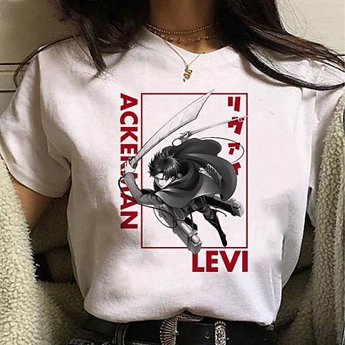 

Inspired by Attack on Titan Cosplay Anime Cartoon Polyester / Cotton Blend Print Harajuku Graphic Kawaii T-shirt For Women's / Men's