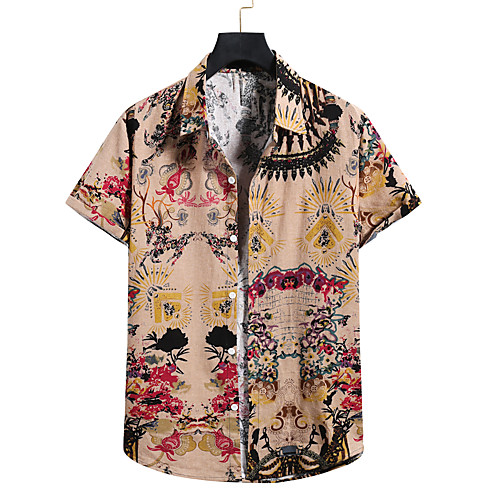 

Men's Shirt Floral Short Sleeve Casual Tops Tropical Hawaiian A