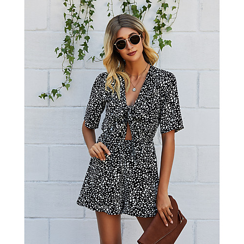 

Women's Casual 2021 Black dots White dots Green dots Jumpsuit Pattern