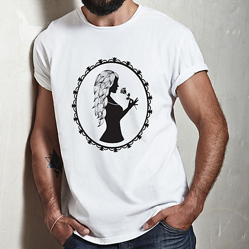 

Men's Unisex Tee T shirt Hot Stamping Graphic Prints Portrait Plus Size Print Short Sleeve Casual Tops Cotton Basic Fashion Designer Big and Tall White