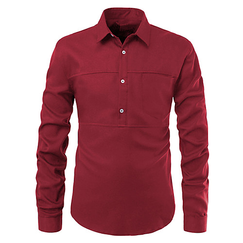 

Men's Shirt Solid Colored Long Sleeve Casual Tops Fashion Button Down Collar White Black Red / Work