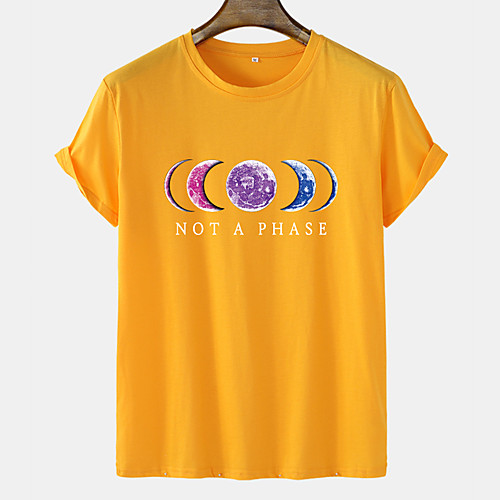 

Men's Unisex Tee T shirt Hot Stamping Graphic Prints Moon Letter Plus Size Short Sleeve Casual Tops 100% Cotton Basic Fashion Designer Comfortable Blue Blushing Pink Orange