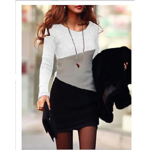 

Women's A Line Dress Knee Length Dress Plum red Light Grey White Black Navy Blue Long Sleeve Stripes Fall Spring Casual / Daily 2021 S M L XL 2XL 3XL