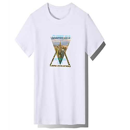 

Men's Unisex Tee T shirt Hot Stamping Graphic Prints Building Letter Plus Size Print Short Sleeve Casual Tops Cotton Basic Fashion Designer Big and Tall White Black Light gray