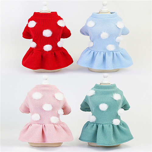 

Dog Cat Sweater Dress Polka Dot Cute Sweet Dailywear Casual / Daily Winter Dog Clothes Puppy Clothes Dog Outfits Warm Red Pink Green Costume for Girl and Boy Dog Plush S M L XL XXL