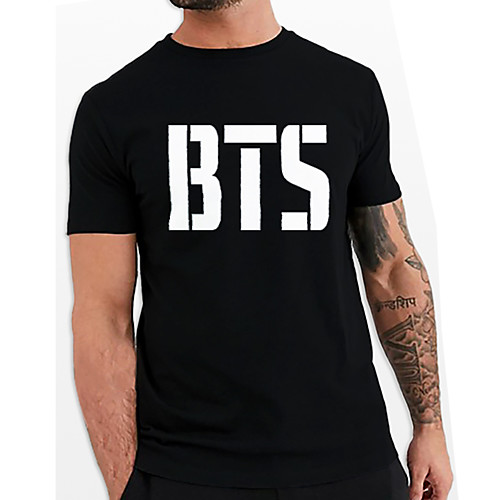 

Men's Unisex Tee T shirt Hot Stamping Graphic Prints Letter Plus Size Print Short Sleeve Casual Tops Cotton Basic Fashion Designer Big and Tall Black
