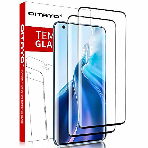 

qitayo xiaomi mi 11 / xiaomi mi 11 pro screen protector with positioning aid, [2 pieces] [3d full cover] tempered glass protection film for xiaomi mi 11 / xiaomi mi 11 pro