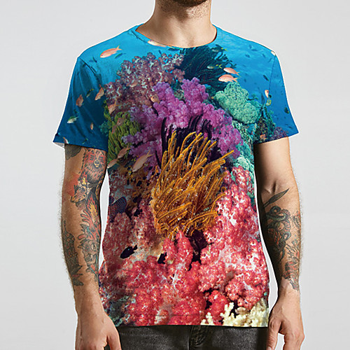 

Men's Unisex Tee T shirt 3D Print Graphic Prints Underwater World Plus Size Print Short Sleeve Casual Tops Basic Designer Big and Tall Rainbow