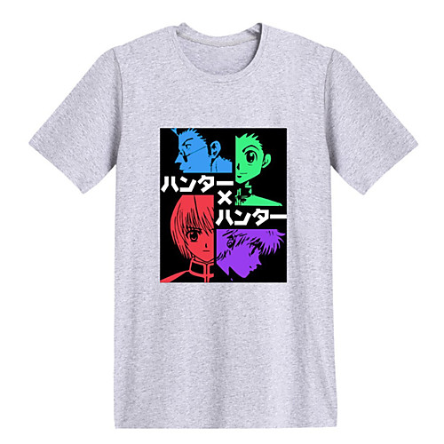 

Men's Unisex Tee T shirt Hot Stamping Anime Graphic Prints Plus Size Print Short Sleeve Casual Tops Cotton Basic Cartoon Designer Big and Tall White Black Light gray