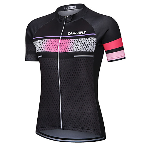 

CAWANFLY Women's Short Sleeve Cycling Jersey Summer Black Bike Jersey Top Mountain Bike MTB Road Bike Cycling Quick Dry Sports Clothing Apparel