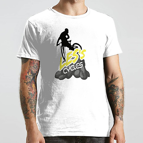 

Men's Unisex Tee T shirt Hot Stamping Graphic Prints Bicycle Old Man Letter Plus Size Print Short Sleeve Casual Tops Basic Fashion Designer Big and Tall White