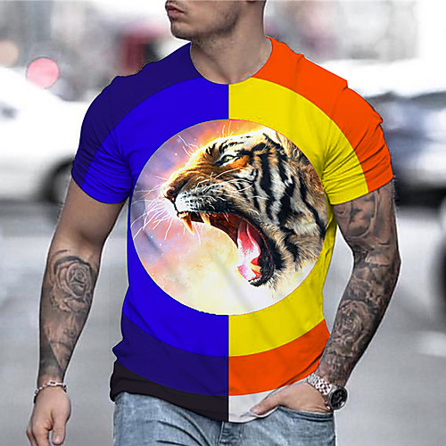 

Men's Tee T shirt 3D Print Rainbow Graphic Prints Print Short Sleeve Daily Tops Casual Designer Big and Tall A B C