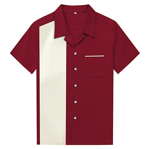 

Men's Shirt Color Block Short Sleeve Casual Tops Cotton Simple Casual Breathable Comfortable Wine / Long Sleeve / Long Sleeve