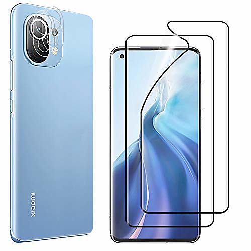 

anewsir screen protector compatible with xiaomi mi 11, [2 2 pieces] soft pet film ultra-clear screen protector and camera bulletproof glass, protective film compatible with xiaomi mi 11.