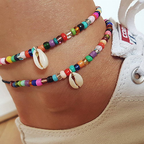 

Anklet Stylish Simple Women's Body Jewelry For Beach Festival Beads Plastics Shell Rainbow 1pc