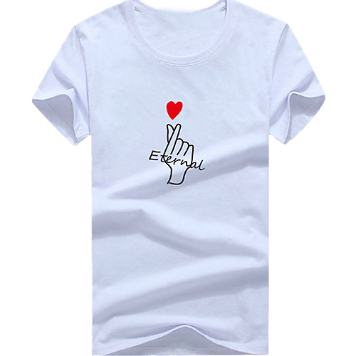 

Men's Unisex Tee T shirt Hot Stamping Heart Graphic Prints Gesture Plus Size Print Short Sleeve Casual Tops 100% Cotton Basic Designer Big and Tall White Black Light gray