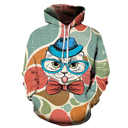 

Men's Unisex Plus Size Pullover Hoodie Sweatshirt Cat Graphic Prints Print Hooded Casual Daily Holiday 3D Print Basic Designer Hoodies Sweatshirts Long Sleeve Blue Blushing Pink