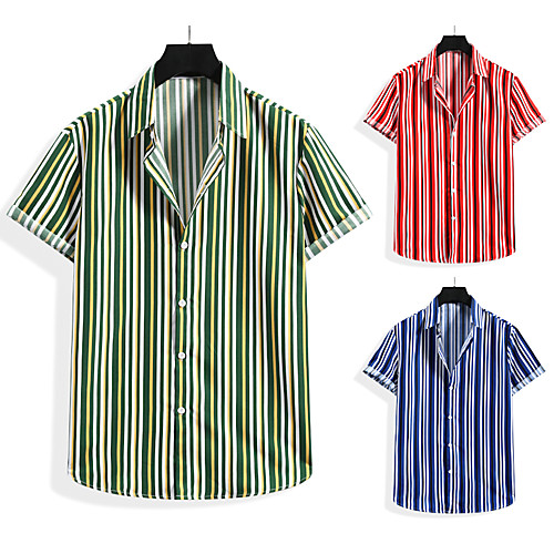 

Men's Shirt Other Prints Graphic Prints Print Short Sleeve Casual Tops Boho Blue Red Green