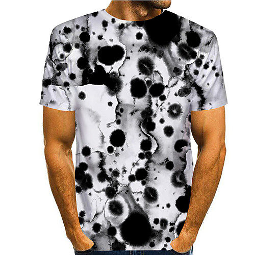 

Men's Tee T shirt 3D Print Tie Dye Graphic Prints Print Short Sleeve Daily Tops Casual Designer Big and Tall Black / White