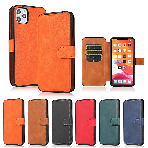 

Phone Case For Apple Back Cover iPhone 12 Pro Max 11 SE 2020 X XR XS Max 8 7 6 Shockproof Dustproof Flip Tile Solid Colored PU Leather TPU