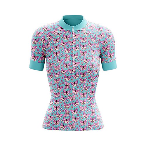 

21Grams Women's Short Sleeve Cycling Jersey Summer Spandex Polyester Green Butterfly Bike Jersey Top Mountain Bike MTB Road Bike Cycling Quick Dry Moisture Wicking Breathable Sports Clothing Apparel