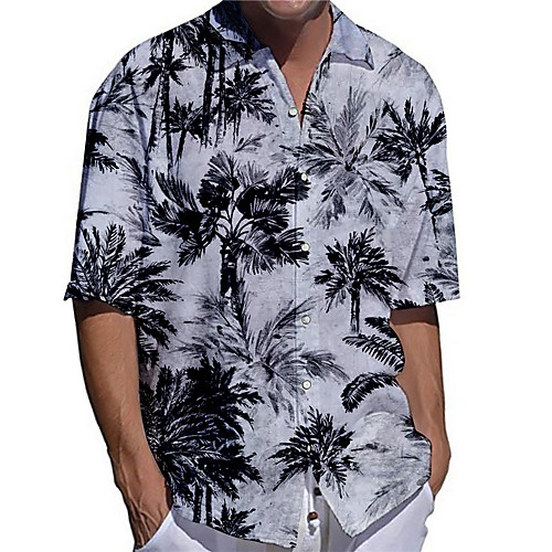 

Men's Shirt 3D Print Coconut Tree Plus Size 3D Print Button-Down Short Sleeve Casual Tops Casual Fashion Hawaiian Breathable Gray / Sports