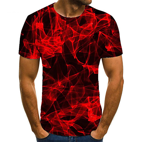 

Men's Unisex Tee T shirt Shirt 3D Print Graphic Prints Fluorescent Plus Size Print Short Sleeve Casual Tops Basic Fashion Designer Big and Tall Round Neck Red