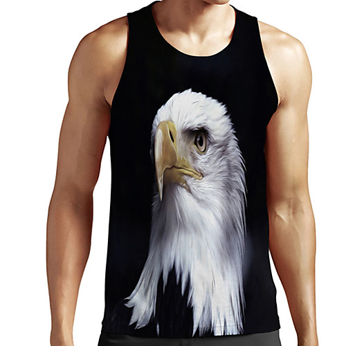 

Men's Unisex Tank Top Undershirt 3D Print Graphic Prints Eagle Animal Plus Size Print Sleeveless Casual Tops Basic Designer Big and Tall Black / White