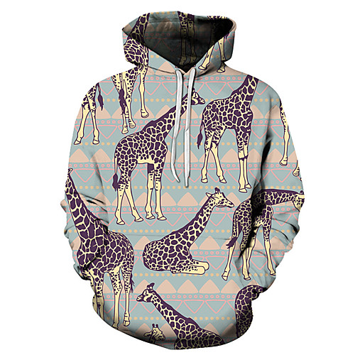 

Men's Unisex Plus Size Pullover Hoodie Sweatshirt Graphic Prints Giraffe Print Hooded Casual Daily Holiday 3D Print Basic Designer Hoodies Sweatshirts Long Sleeve Blue Purple Yellow