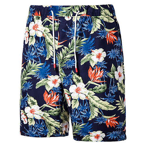 

Men's Casual Plus Size Loose Casual Holiday Shorts Bermuda shorts Pants Graphic Flower / Floral Knee Length Navy Blue / Summer / Drawstring