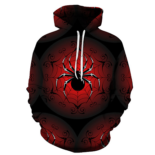 

Men's Unisex Plus Size Pullover Hoodie Sweatshirt Graphic Prints Spider Print Hooded Casual Daily Holiday 3D Print Basic Designer Hoodies Sweatshirts Long Sleeve Yellow Red