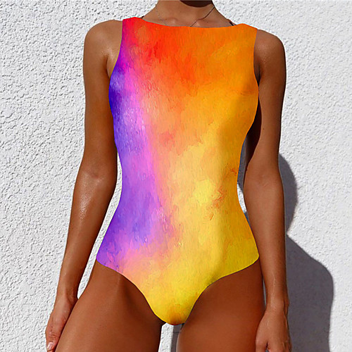 

Women's One Piece Monokini Swimsuit Tummy Control Slim Light Blue Purple Blushing Pink Orange Swimwear Padded Strap Bathing Suits New Casual Sexy / Padded Bras / Beach