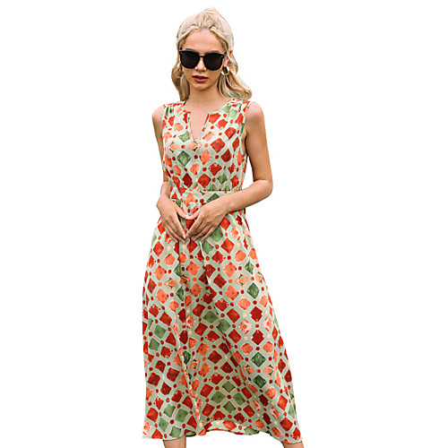 

Women's Swing Dress Maxi long Dress color Short Sleeve Print Spring Summer Boho 2021 M L XL 2XL 3XL