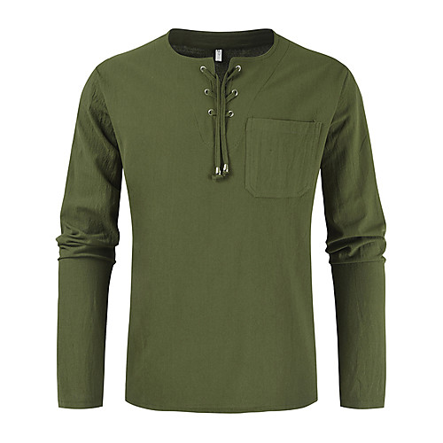 

Men's Shirt non-printing Solid Color collared shirts Long Sleeve Daily Tops Casual Fashion Chinoiserie Army Green White Black