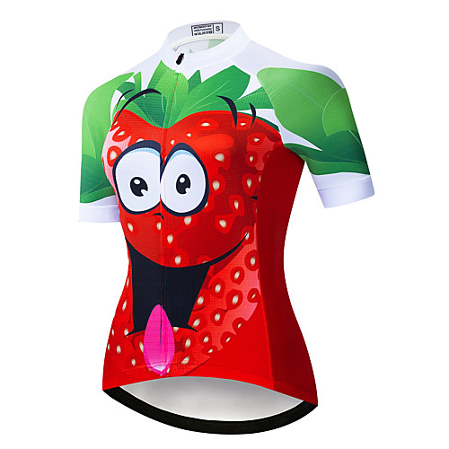 

21Grams Women's Short Sleeve Cycling Jersey Summer Spandex Polyester Red 3D Fruit Bike Jersey Top Mountain Bike MTB Road Bike Cycling Quick Dry Moisture Wicking Breathable Sports Clothing Apparel