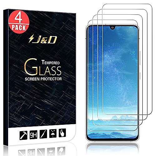 

j&d compatible for samsung galaxy a90 5g tempered glass screen protector, 4 packs [tempered glass] [not full cover] glass screen protector for galaxy a90 5g tempered glass screen protector
